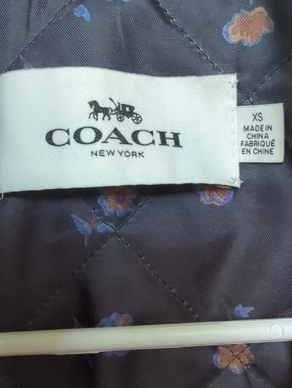 Coach Quilted Jacket with Purple Ground and Pink Floral Accents